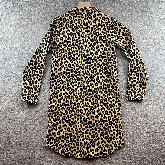 Nordstrom Flannel‎ Patchwork Shore Leopard Print Night Shirt Tan XXS - Picture 3 of 4